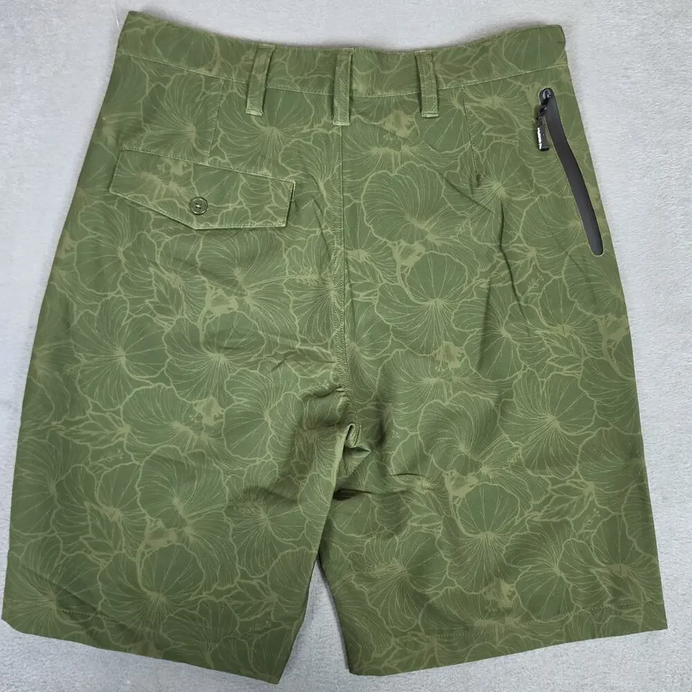 Vast Men's Board Shorts Size 28 Green Floral Surf Swim Hybrid Beach Walk Shorts